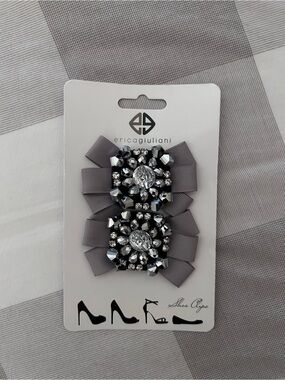 erica giuliani Gray Crystal Embellished Shoe Clips (Pair)